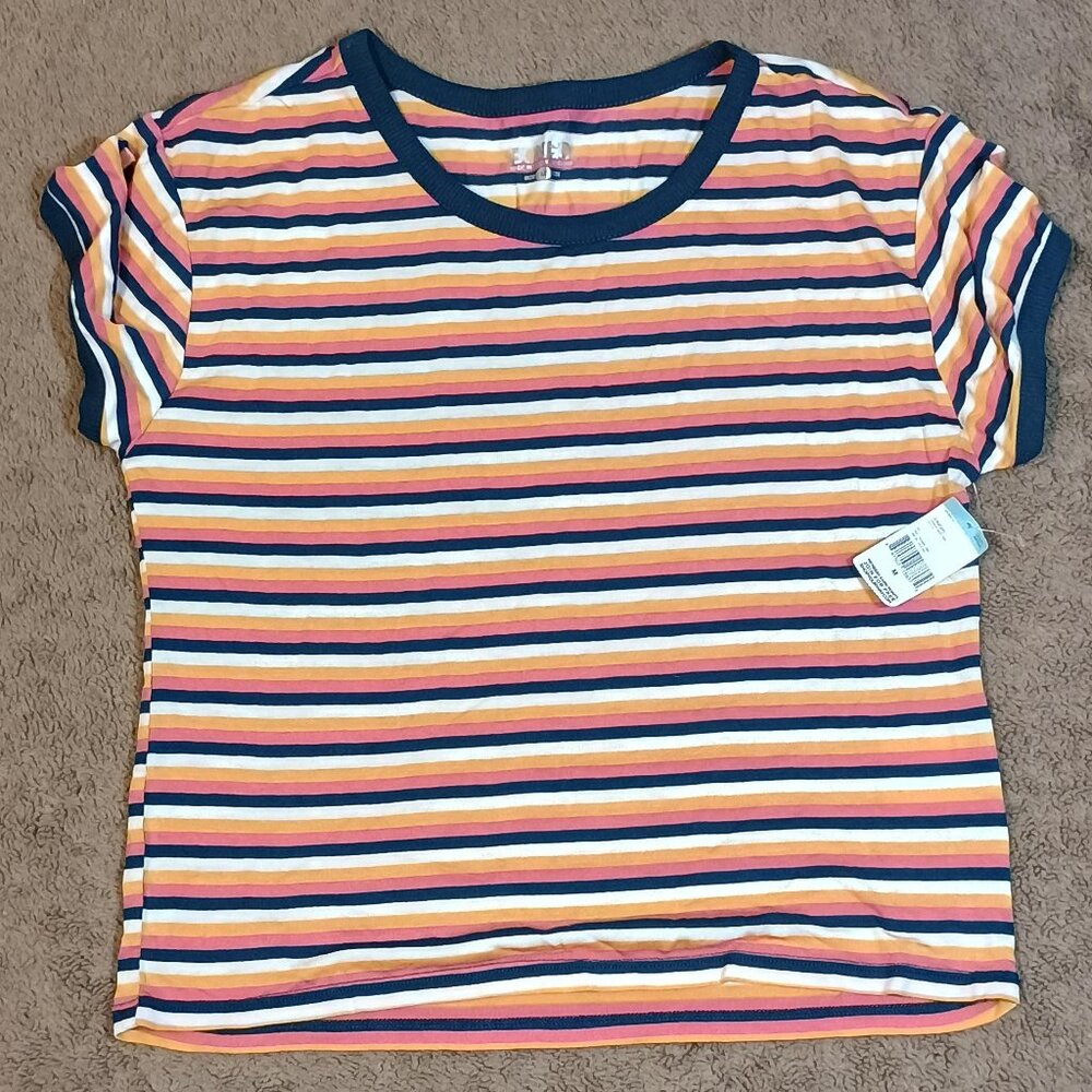 Bongo/Ringer Baby Tee/Juniors Medium/Y2K Crop Top/Short Sleeve NWT